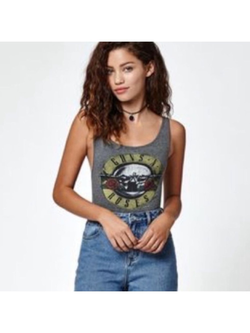 Daydreamer Guns N Roses Graphic Gray Sleevless Bodysuit